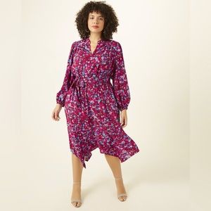 Burgundy Floral Print Dress